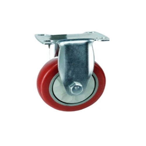 Powder Coated Single Ball Bearing Fix Red Caster Wheel