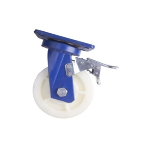 Blue White Ultra Heavy Duty Mm Brakcet Nylon Brake Caster Wheel At