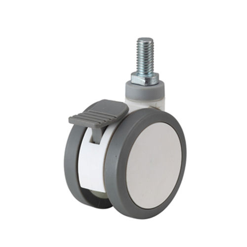 Gray & White Twin Medical Brake Caster Wheel