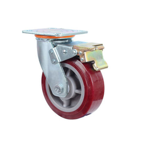 Mehrron & Gray Pvc Brake Maroon Caster Wheel