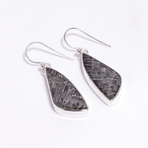 Natural Black Coral Gemstone 925 Sterling Silver Drop Earrings Girls Fashion Earrings  Supplier