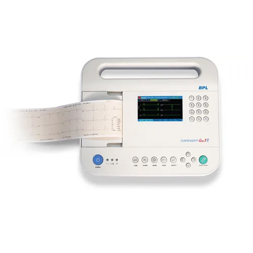 BPL Cardiart Genx 3 Channel ECG Machine - Metal and Plastic Construction, Portable Design , Electric Powered , Automatic Mode , New Condition , Elegant White Color