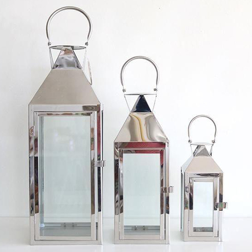 Nickel Finish Decorative Lantern