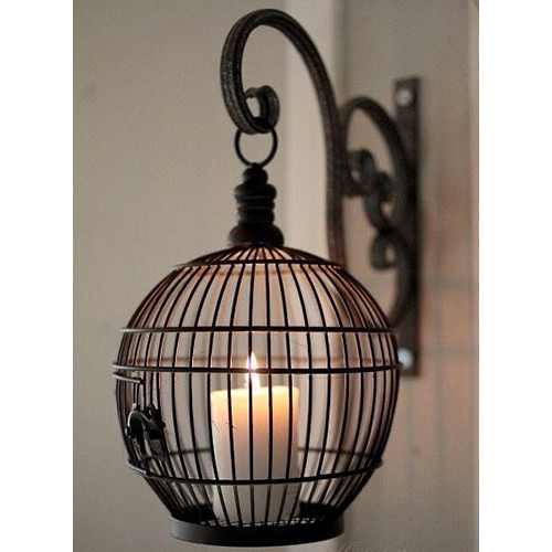 Black Coated Wire Hanging Lantern