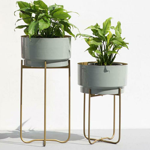 Gold Stand Sage Green Planter