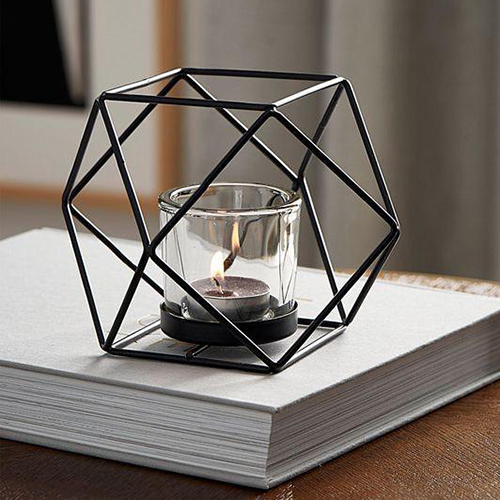 Polishing Modern Black Coated Tea Light Votive
