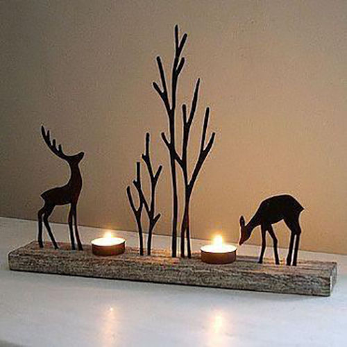 Reindeer Black Coated Tea Light Votive