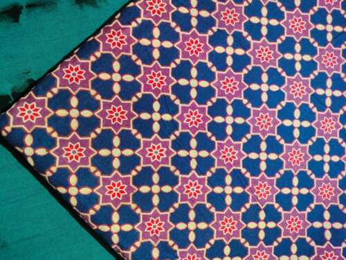 NATURAL DYED HANDBLOCK PRINTED AJRAKH COTTON FABRIC