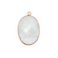 Lace Agate Gemstone 14x10mm Oval Shape Gold Vermeil Bezel set Charm