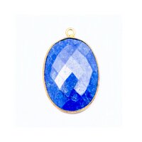Lapis lazuli Gemstone 14x10mm Oval Shape Gold Vermeil Bezel set Charm