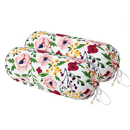 White & Pink Soft Bolster Pillow Cover For Bedroom at Best Price in