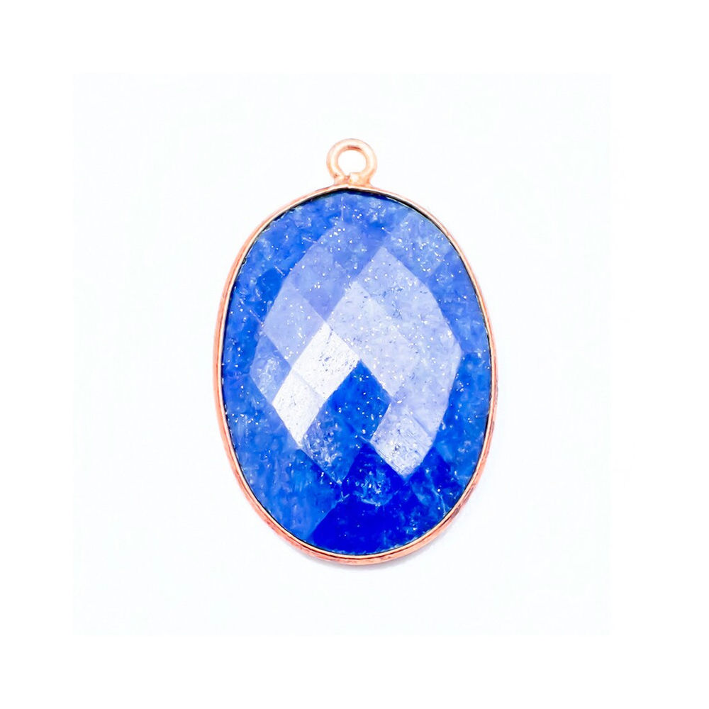 Lapis lazuli Gemstone 14x10mm Oval Shape Gold Vermeil Bezel set Charm