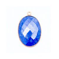 Lapis lazuli Gemstone 14x10mm Oval Shape Gold Vermeil Bezel set Charm