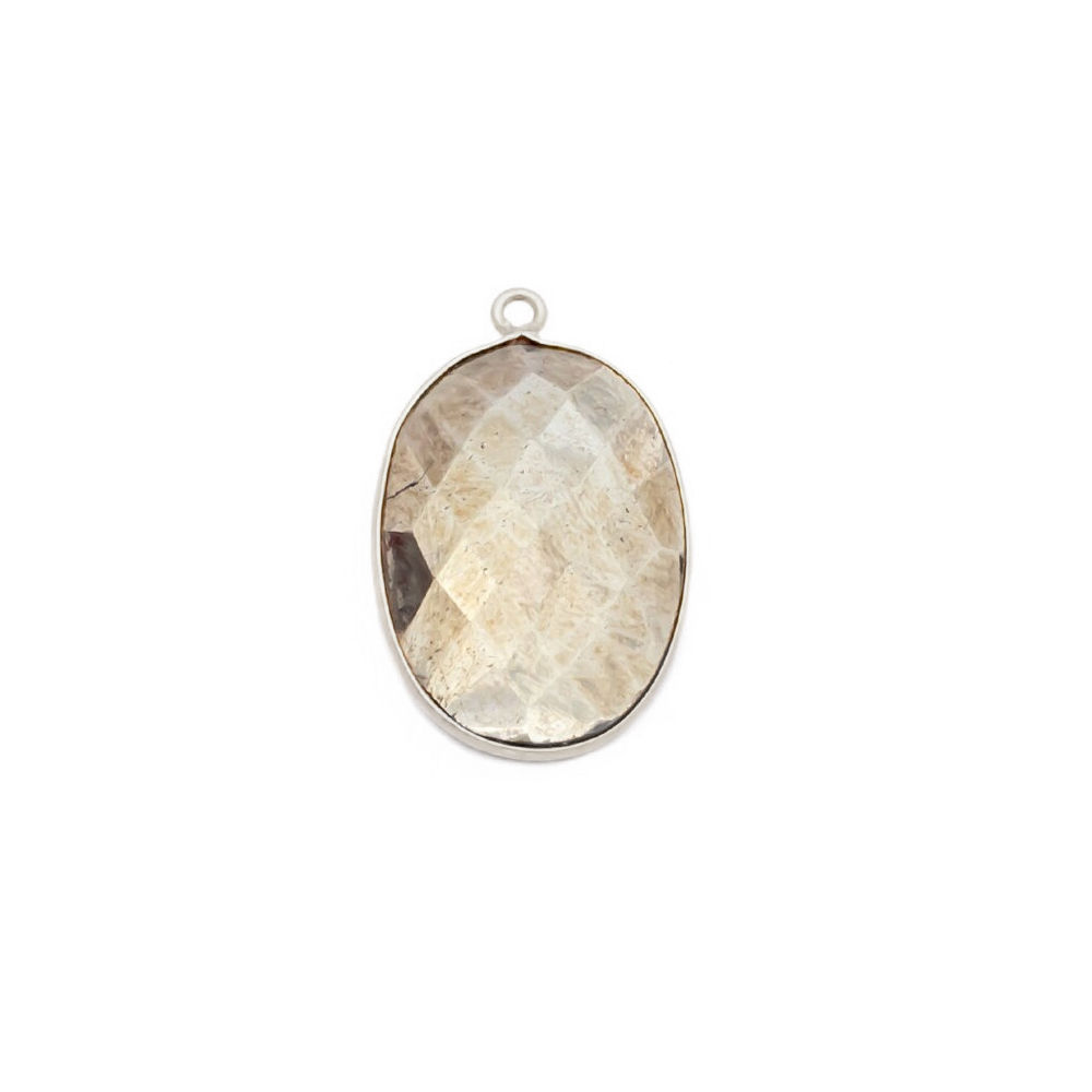 Pyrite Gemstone 14x10mm Oval Shape Gold Vermeil Bezel set Charm