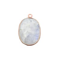 Rainbow Moonstone Gemstone 14x10mm Oval Shape Gold Vermeil Bezel set Charm