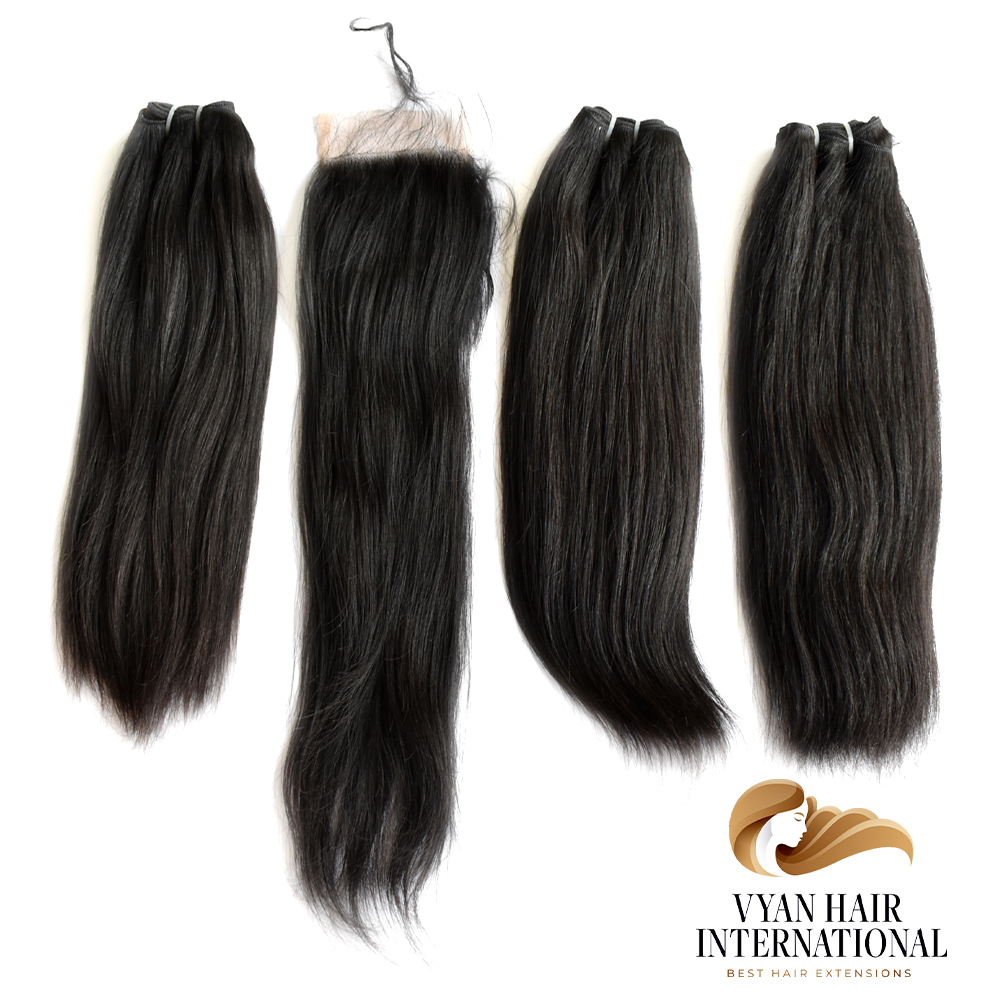 Wholesale Raw Cuticle Aligned Hair 100 Virgin Human Hair Brazilian Hair Straight 3 Bundles With Lace Frontal Closure