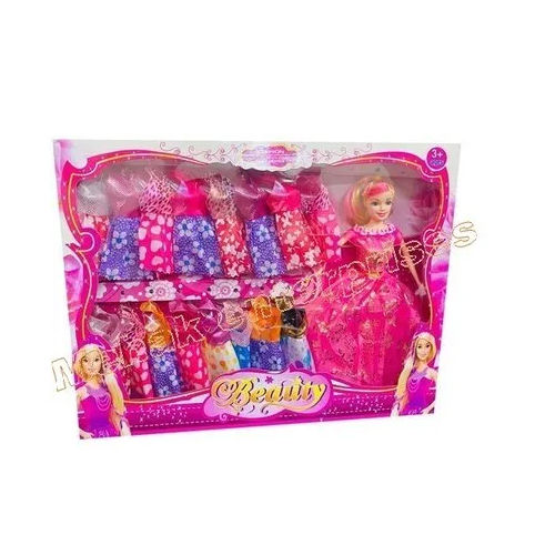 Multicolor Female Pink Beauty Barbie Doll Set