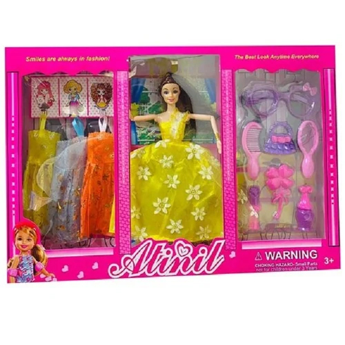 Multicolor Yellow Atinil Barbie Doll Set