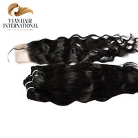 Hair Virgin Brazilian 100% Virgin Human Hair Wavy Bundles With Frontal Lace Closure