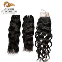 Hair Virgin Brazilian 100% Virgin Human Hair Wavy Bundles With Frontal Lace Closure