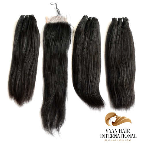 Brazilian Straight Hair Bundles Remy Human Hair With Closure Frontal