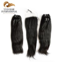 Brazilian Straight Hair Bundles Remy Human Hair With Closure Frontal