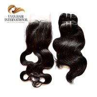 Virgin Hair Bundles Body Wave 100% Natural Human Hair Weft Lace Closure And Frontals