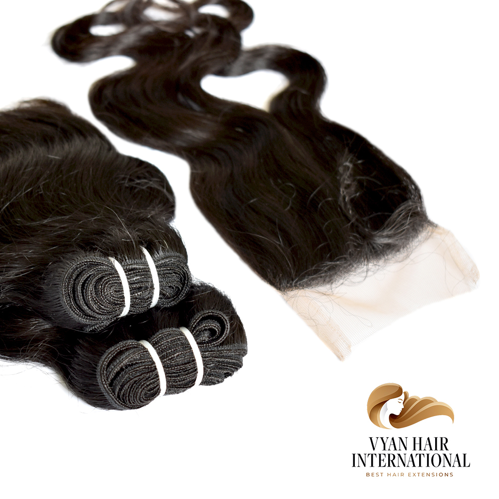 Virgin Hair Bundles Body Wave 100% Natural Human Hair Weft Lace Closure And Frontals