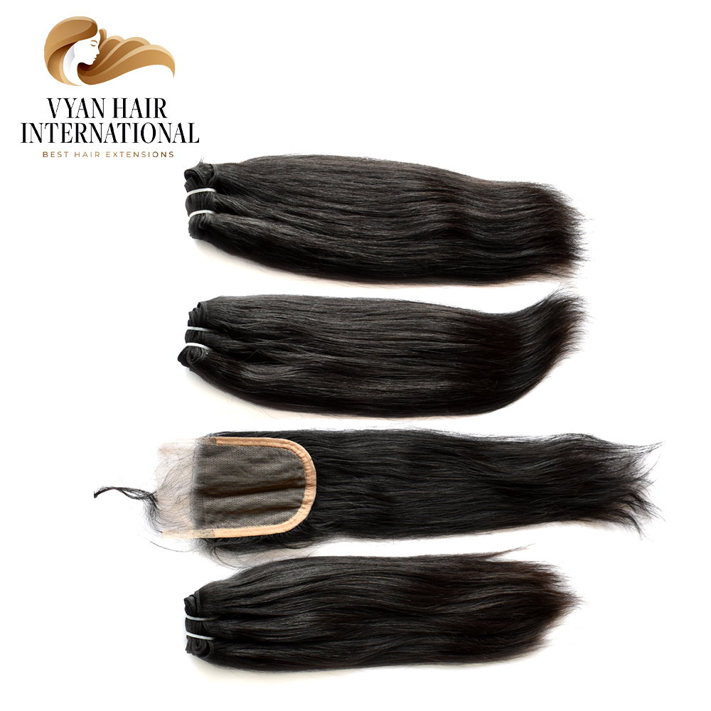 Wholesale Remy Straight Hair Bundles With Closure 4X4