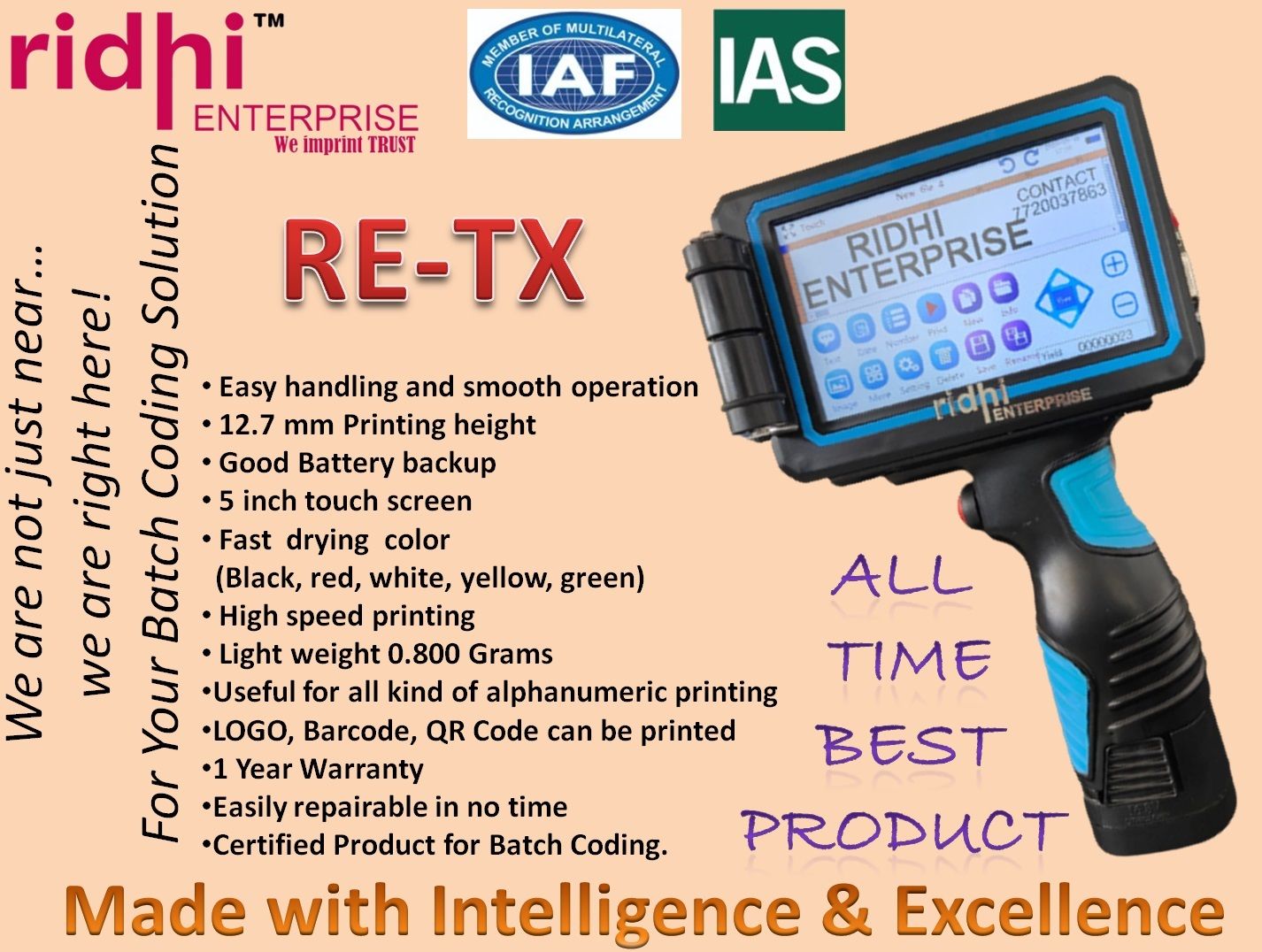 RIDHI TX Portable Batch Coding Machine