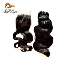 Wholesale Vendors 100% Brazilian Human Hair Extension Bundles With Lace Frontal Closure Raw Cuticle Aligned Human Hair