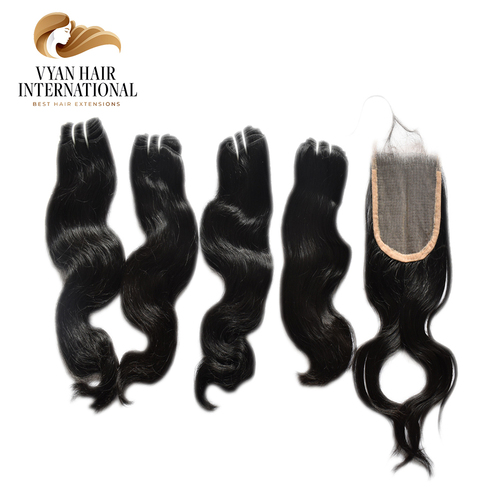 Raw Virgin Bundle With 13X4 13X6 4X4 5X5 Lace Frontal Closure Remy Human Ear To Ear Lace Human Hair Virgin Cuticle Aligned