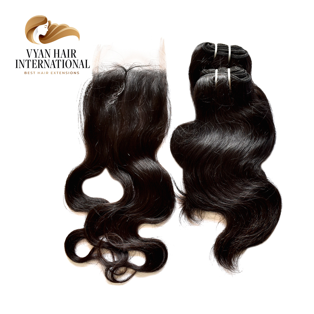 Wholesale Natural Color Body Wave Virgin Brazilian Human Remy Hair 3 Bundles With 4X4 Lace Closure 13X4 13X6 Frontal