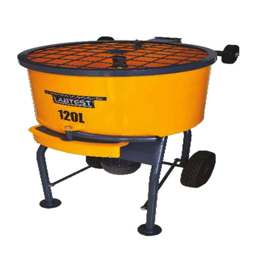 Concrete Pan Mixer - Stainless Steel & Mild Steel, Yellow-Black Color | High Quality, Durable 1 Year Warranty for Laboratory & Industrial Use