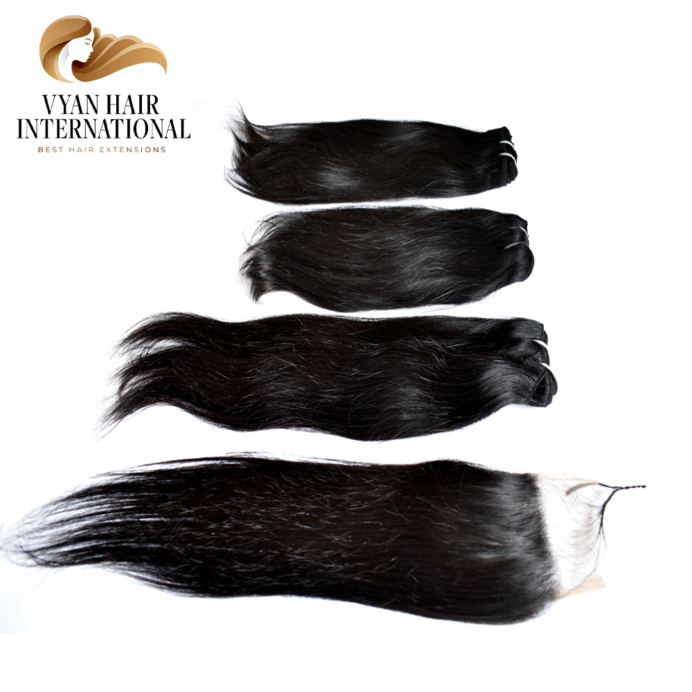 Cheap Wholesale Vendors 100% Brazilian Hair Bundles With Lace Human Hair Extension Straight Closures With Frontals