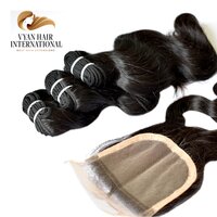 Unprocessed Raw Virgin Indian Human Hair Body Wave Bundles With 13x4 Lace Frontal Closure
