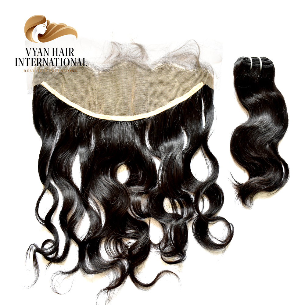 Unprocessed Raw Virgin Indian Human Hair Body Wave Bundles With 13x4 Lace Frontal Closure