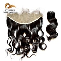 Unprocessed Raw Virgin Indian Human Hair Body Wave Bundles With 13x4 Lace Frontal Closure