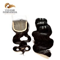 Unprocessed Raw Virgin Indian Human Hair Body Wave Bundles With 13x4 Lace Frontal Closure