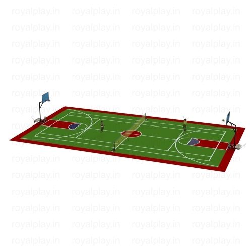 Basketball Cum Tennis Flooring Hard Coat - Color: Red