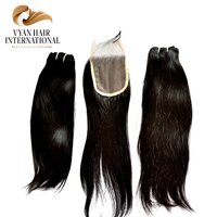 Quality Virgin Human Hair Straight Hair Bundles With Lace Closure Frontal