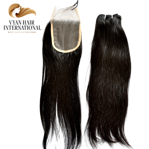 Hd Transparent 4x4 Straight Lace Closure Raw Vietnamese Hair Double Drawn Human Hair Bundles