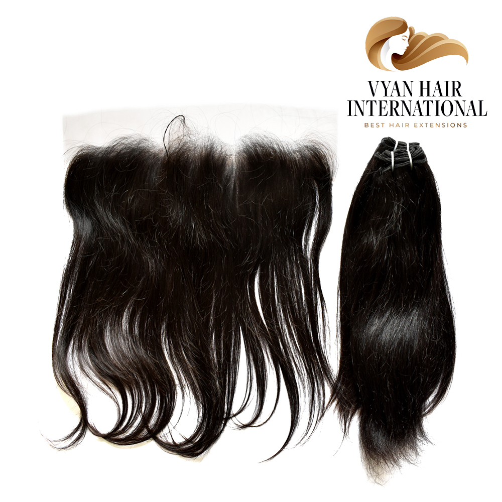 Hd Transparent 4x4 Straight Lace Closure Raw Vietnamese Hair Double Drawn Human Hair Bundles