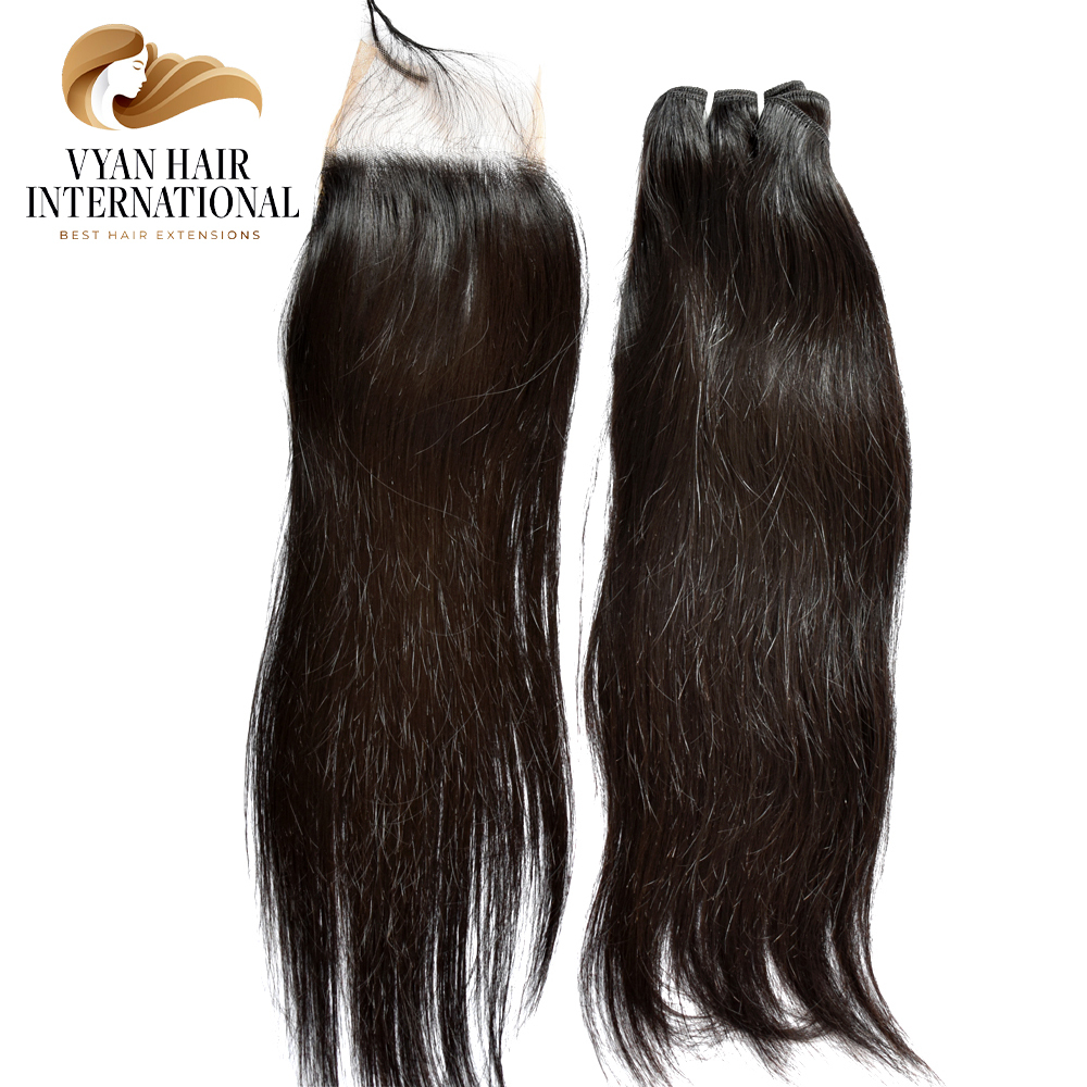 Human Hair Bundle With 13X4 13X6 Swiss Lace Frontal Straight No Tangle No Shedding