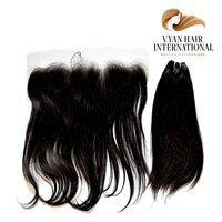 Raw Cuticle Aligned Straight Human Hair Virgin Hair Bundles With Lace Closure Frontal