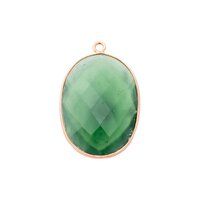 Serpentine Gemstone 14x10mm Oval Shape Gold Vermeil Bezel set Charm