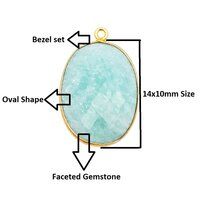 Turquoise Gemstone 14x10mm Oval Shape Gold Vermeil Bezel set Charm