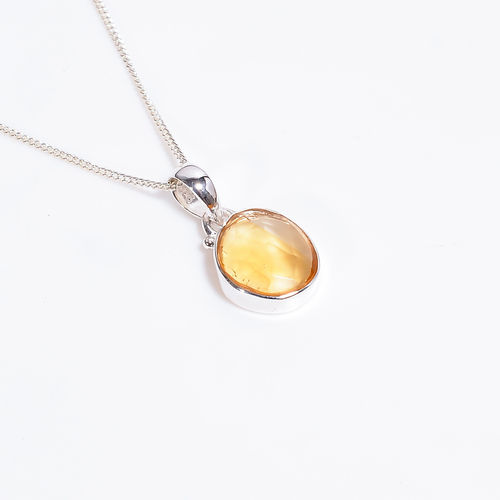 Citrine Rose Cut Gemstone 925 Sterling Silver Necklace Women Fashion Necklace Supplier - Weight: 3.7 Grams (G)