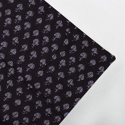 BLACK SMALL BUTI HAND BLOCK COTTON PRINTED FABRIC