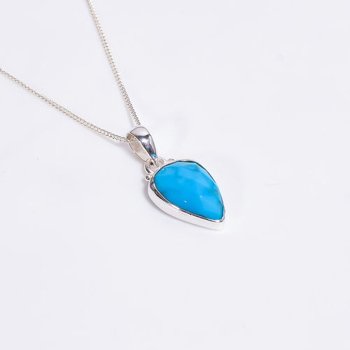 Arizona Turquoise Rose Cut Gemstone 925 Sterling Silver Necklace Girls Fashion Necklace Exporter